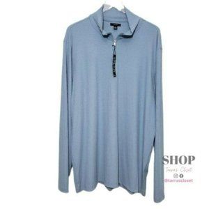 Alfani Men's Blue Half Zip Shirt Sz L, 3XL